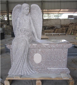 China G617 Granite Angel Carving Headstones, Cemetery Engraved Tombstones, Memorial Stone Gravestones, Custom Tombstone & Monument Design, Western American Style Single Monuments
