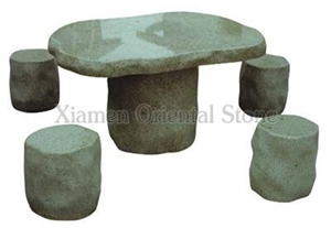 China G623 Grey Granite Garden Table Sets, Exterior Stone Benches Street Furniture, Outdoor Landscaping Stones Park Bench Tables
