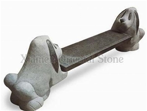 China G654 Grey Granite Garden Dog Sculptured Bench, Exterior Stone Benches Street Furniture, Outdoor Landscaping Stones Park Chairs