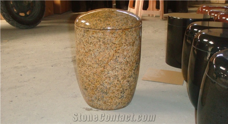 China G682 Granite Memorial Funeral accessories Urns for ashes, Cremation Round Urns, Monumental Crematorium Cinerary casket, Natural Stone Oval Urn vaults