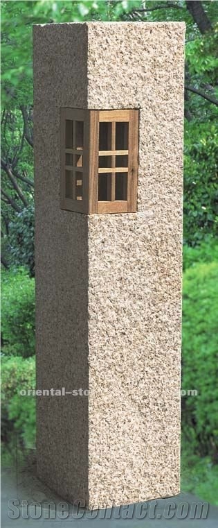 China G682 Yellow Granite Garden Flamed Surface Lanterns, Exterior Stone Lamps, Outdoor Landscaping Stones Lanterns