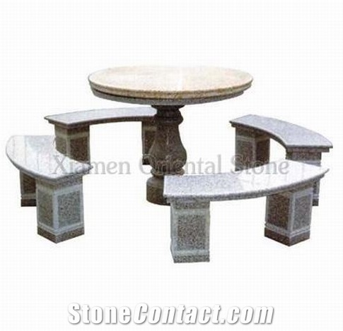 China G752 Granite Garden Bench Table Sets, Exterior Stone Benches Street Furniture, Outdoor Landscaping Stones Park Chairs, Garden Polished Tables