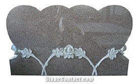 China Granite Cemetery Flower Engraved Tombstones, Heart Carving Headstones, Memorial Stone Gravestone, Custom Tombstone Monument Design