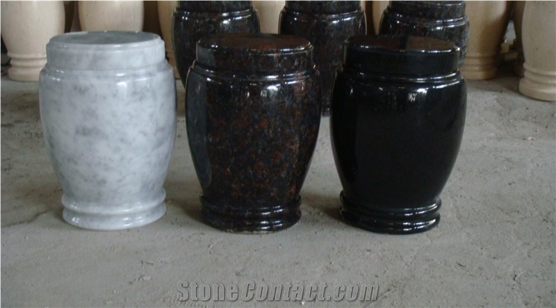China Granite Memorial Accessories Funeral Urns for Ashes, Cremation Oval Urns, Cemetery Monumental Round Cinerary Casket, Natural Stone Crematorium Urn Vaults