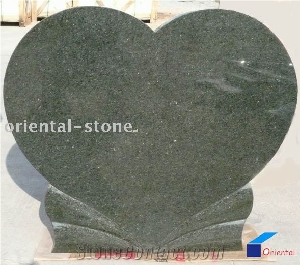 China Green Galaxy Granite Cemetery Heart Carving Headstones, Engraved Tombstones, Memorial Natural Stone Gravestone, Western Style Single Monuments, Custom Tombstone Monument Design