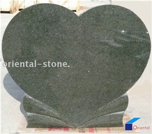 China Green Galaxy Granite Cemetery Heart Carving Headstones, Engraved Tombstones, Memorial Natural Stone Gravestone, Western Style Single Monuments, Custom Tombstone Monument Design