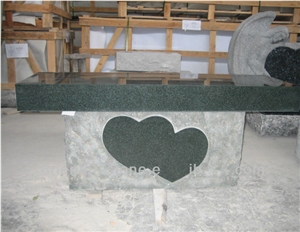 China Green Galaxy Granite Cremation Bench Engraved Tombstones, Heart Carving Headstones, Memorial Stone Gravestone, Custom Tombstone Monument Design, Western American Style Single Monuments