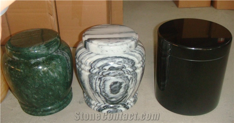China Green Marble Memorial Accessories Funeral Urns for Ashes, Cremation Round Urns, Cemetery Monumental Oval Cinerary Casket, Natural Stone Crematorium Urn Vaults