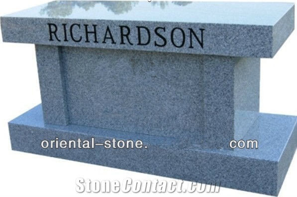 China Grey G603 Granite Cremation Bench Engraved Tombstones, Cemetery Carving Headstones, Memorial Stone Gravestone, Western Style Single Monuments, Custom Tombstone Monument Design
