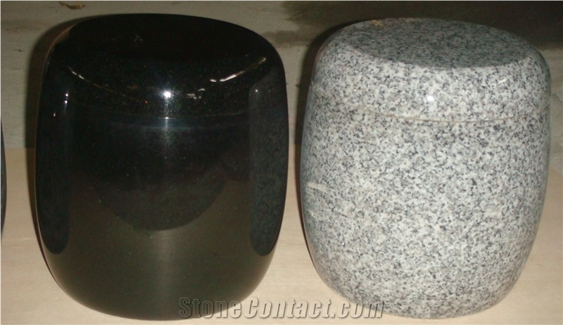 China Grey G603 Granite Memorial Funeral Accessories Urns for Ashes, Cremation Round Urns, Monumental Crematorium Cinerary Casket, Natural Stone Urn Vaults