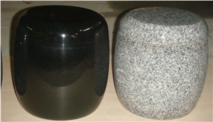 China Grey G603 Granite Memorial Funeral Accessories Urns for Ashes, Cremation Round Urns, Monumental Crematorium Cinerary Casket, Natural Stone Urn Vaults