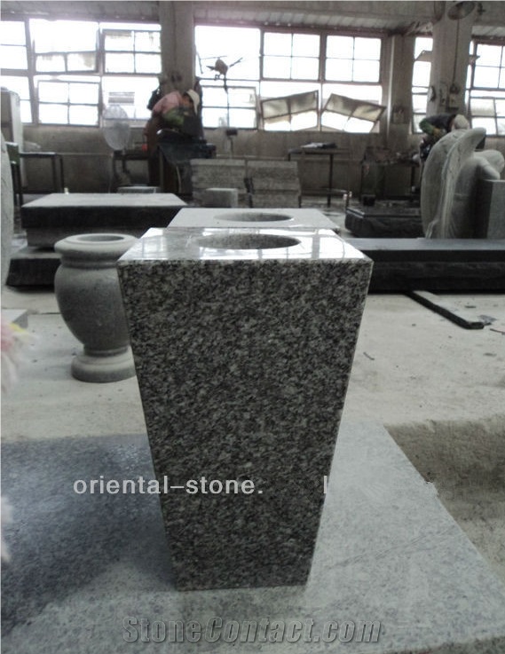 China Grey G623 Granite Exterior Flower Pots, Landscaping Stone Garden Flower Vase, Outdoor Planter Pots, Natural Stone Flower Stand