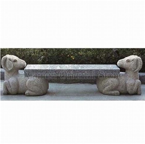 China Grey G632 Granite Garden Sculptured Bench, Exterior Stone Benches Street Furniture, Outdoor Landscaping Stones Park Chairs