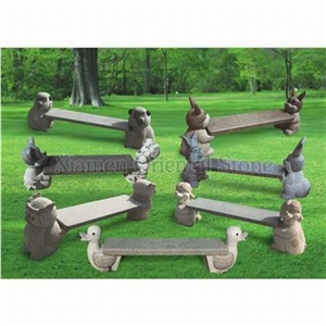 China Grey Granite Garden Sculptured Bench, Exterior Stone Benches Street Furniture, Outdoor Landscaping Stones Park Chairs