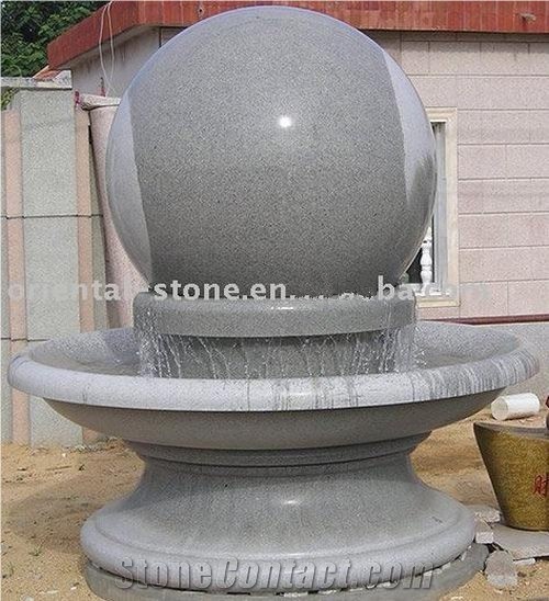 China Grey Granite Garden Water Features, Exterior Landscaping Stones Rolling Sphere Fountains, Outdoor Sculptured Fountain, Floating Ball Fountains with Stone Base