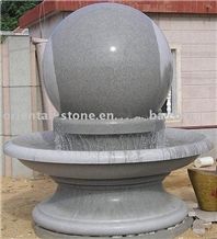 China Grey Granite Garden Water Features, Exterior Landscaping Stones Rolling Sphere Fountains, Outdoor Sculptured Fountain, Floating Ball Fountains with Stone Base