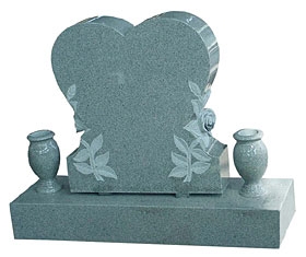 China Grey Granite Heart Carving Headstones,Cemetery Flower Engraved Tombstones with Urn,Memorial Stone Gravestones, Western American Style Single Monuments,Custom Monument Tombstone Design