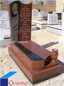 China Lu Red Granite Irregular Carving Headstones, Cemetery Engraved Tombstones, Western Style Single Monuments, Custom Tombstone Monument Design
