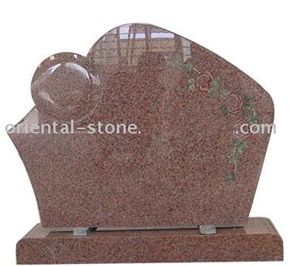 China Maple Red Granite Carving Headstones, Cemetery Engraved Tombstones, Memorial Stone Gravestone, Western Style Single Monuments, Custom Tombstone Monument Design