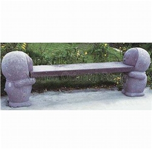 China Maple Red Granite Garden Sculptured Bench, Exterior Stone Benches Street Furniture, Outdoor Landscaping Stones Park Chairs