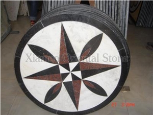 China Marble Polished Waterjet Medallion Mosaic Pattern, Interior Stone Home Decoration Wall Flooring Rosettes Medallion, Exterior Garden Decoration Round Composited Floor Mosaic Medallion