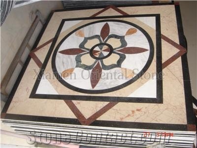 China Marble Polished Waterjet Medallion Mosaic Pattern, Interior Stone Home Decoration Wall Flooring Rosettes Medallion, Exterior Garden Decoration Square Composited Floor Mosaic Medallion