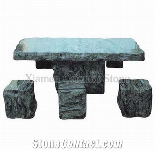 China Multicolour Grain Granite Garden Bench Tables, Exterior Stone Benches Street Furniture, Outdoor Landscaping Stones Park Chairs, Garden Table Sets