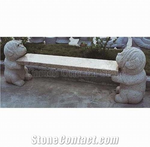 China Pepper White Granite Garden Decoration Sculptured Bench, Exterior Stone Benches Street Furniture, Outdoor Landscaping Stones Park Chairs