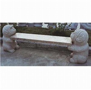 China Pepper White Granite Garden Decoration Sculptured Bench, Exterior Stone Benches Street Furniture, Outdoor Landscaping Stones Park Chairs