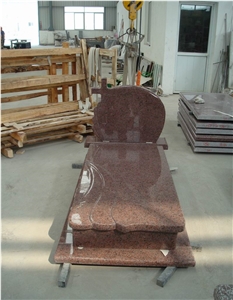 China Red Granite Cross Carving Headstones, Cemetery Engraved Tombstones, Memorial Stone Gravestones, Western Style Single Monuments, Custom Tombstone & Monument Design