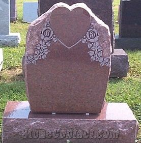 China Red Granite Heart Engraved Headstones,Cemetery Flower Carving ...