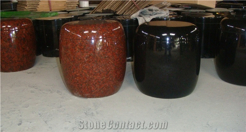 China Red Granite Memorial Funeral Accessories Urns for Ashes, Cremation Round Urns, Monumental Crematorium Cinerary Casket, Natural Stone Oval Urn Vaults