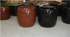 China Red Granite Memorial Funeral Accessories Urns for Ashes, Cremation Round Urns, Monumental Crematorium Cinerary Casket, Natural Stone Oval Urn Vaults