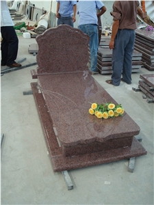 China Sanxia Red Granite Irregular Carving Headstones, Cemetery Engraved Tombstones, Memorial Stone Gravestones, Custom Tombstone Monument Design, Western European Style Single Monuments