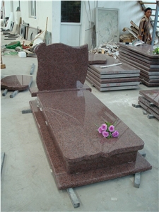 China Sanxia Red Granite Irregular Carving Headstones, Cemetery Engraved Tombstones, Memorial Stone Gravestones, Custom Tombstone Monument Design, Western European Style Single Monuments