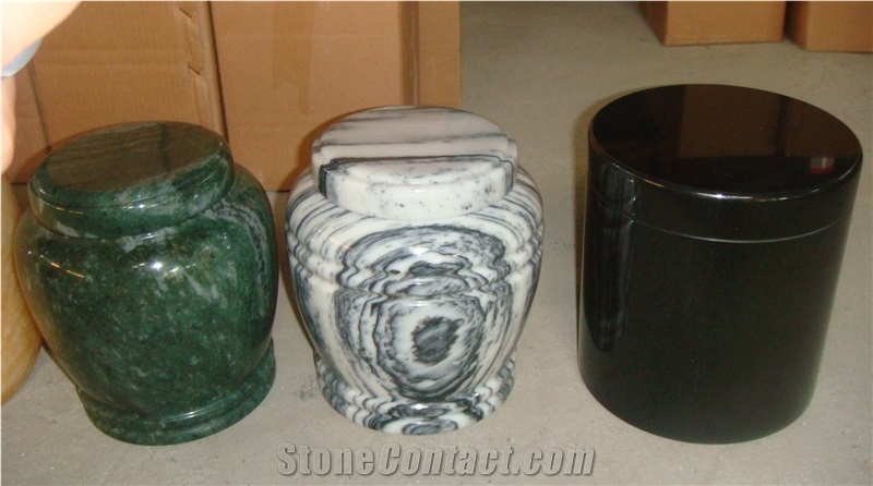 China White Marble Memorial Accessories Funeral Urns for Ashes, Cremation Oval Urns, Cemetery Monumental Round Cinerary Casket, Natural Stone Crematorium Urn Vaults