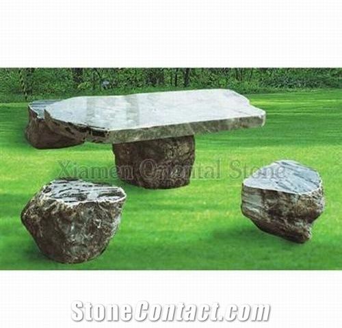 China Yongchun Green Granite Garden, Stone Chairs Garden