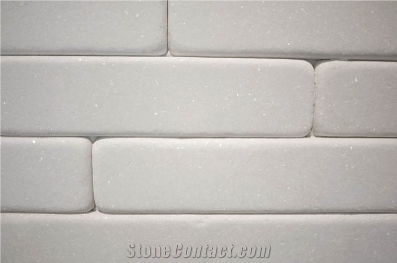 White Thassos Marble Tumbled Wall Stone, Wall Cladding