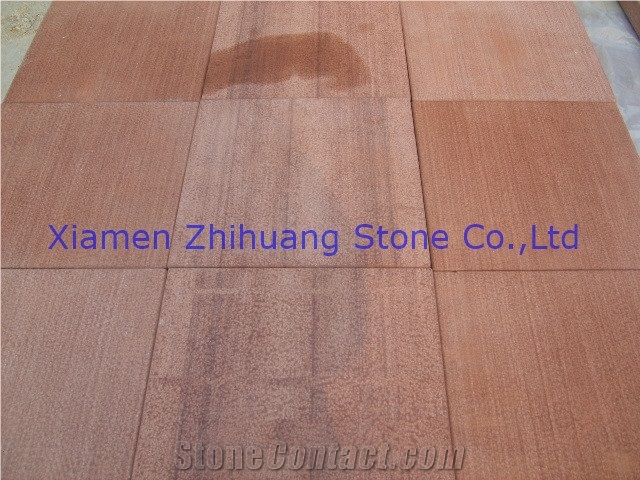 Wenge Sandstone Bush Hammered Slabs & Tiles, China Lilac Sandstone