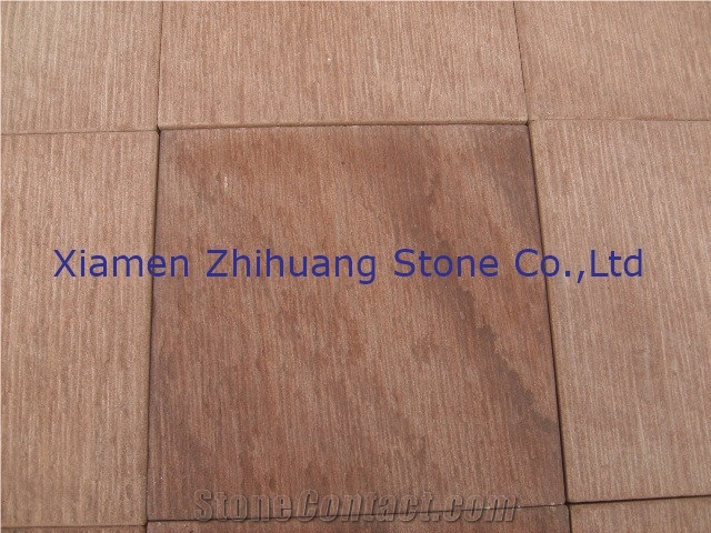 Wenge Sandstone Chiseled Surface Slabs & Tiles, China Lilac Sandstone