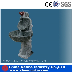 Carving Birds and Lotus Water Fountain,Sculptured Fountain,Granite Floating Sphere Fountain,Handcarved Exterior Fountains for Garden Decoration