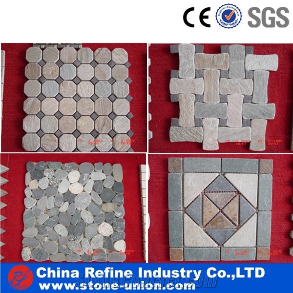 Cheap Rusty Slate Mosaic Tile for Walling Flooring,Slate Stone Mosaic Tile,Slate Mosaic Tile Pattern,High Quality Slate Mosaic for Inside Decoration
