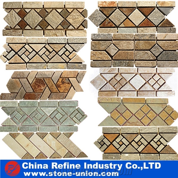 China Hot Sale Marble Mosaic Border Line,Marble Mosaic Flower Pattern Border Designs,Wave Pattern Marble Mosaic,Flower Pattern Mosaic Border
