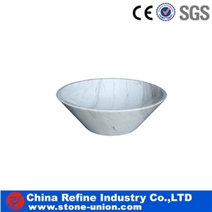 China White Marble Washing Bathroom Round Sinks Wholesale