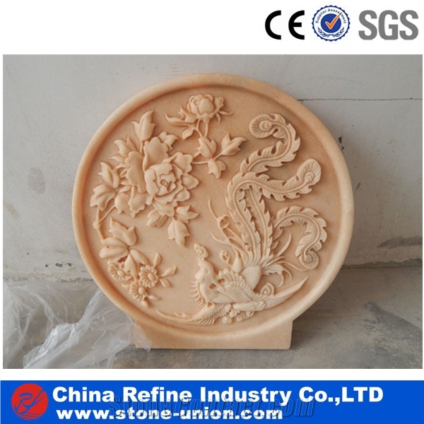 Marble Stone Relief Fish Sculpture,Chinese Sichuan Beige Sandstone Stone Reliefs,Tv Background Decoration,Lobby Walling Tile,Wall Covering Tiles