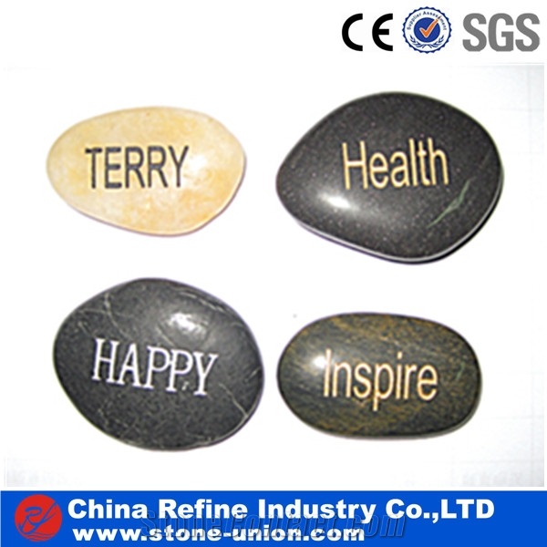 Multi-Color Carving Pebbles for Decoration,Engraved & Carved Pebble Stone, Black Granite Artifacts, Handcrafts,Carving Pebble Stone,Pebble Carved