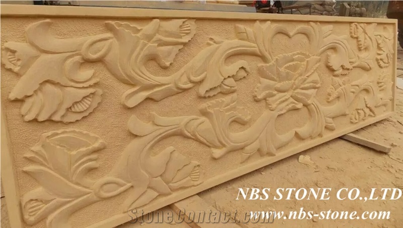 Beige Sandstone Carving Relief, Wall Reliefs