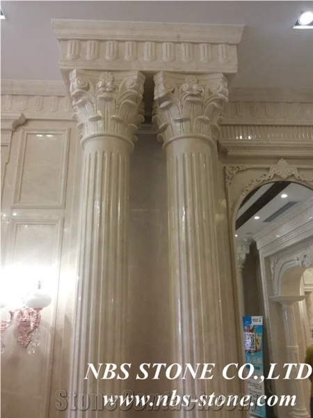 Carved Yellow Marble Columns