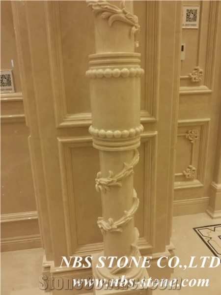 Carved Yellow Marble Columns