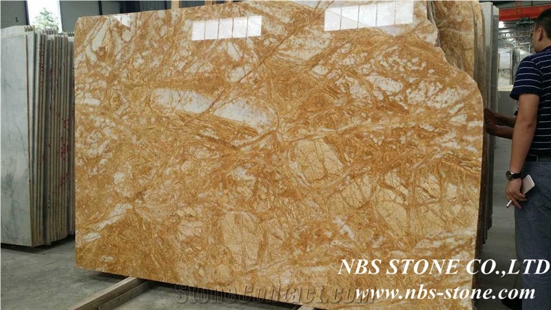 Dubai Gold Marble Slabs & Tiles, Brazil Yellow Marble Floor Covering Tiles for Project